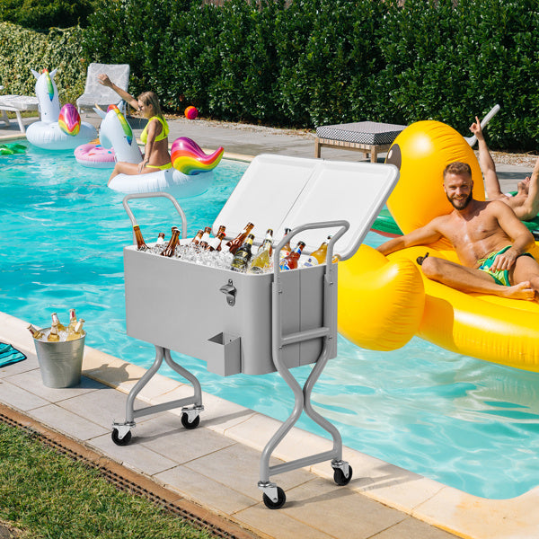 80QT Silver Gray Fried Dough Twists Design Leg Type Single Side Up And Down Flip Freezing Heat Preservation Cart