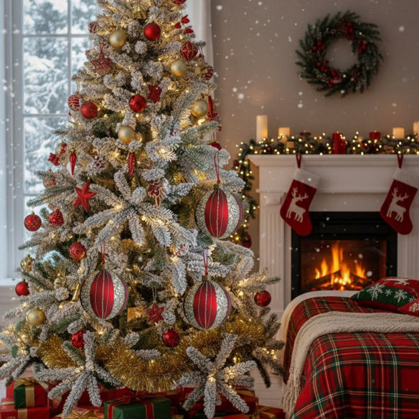 4PCS Set Christmas Glass Ball Ornaments Holiday Tree Hanging Decorations Party Decor Supplies FBA Shipment