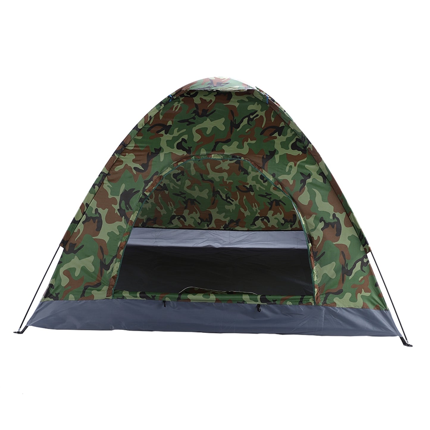 3-4 People Camouflage Portable Camping Tent With Silver Tape And Fiberglass Pole