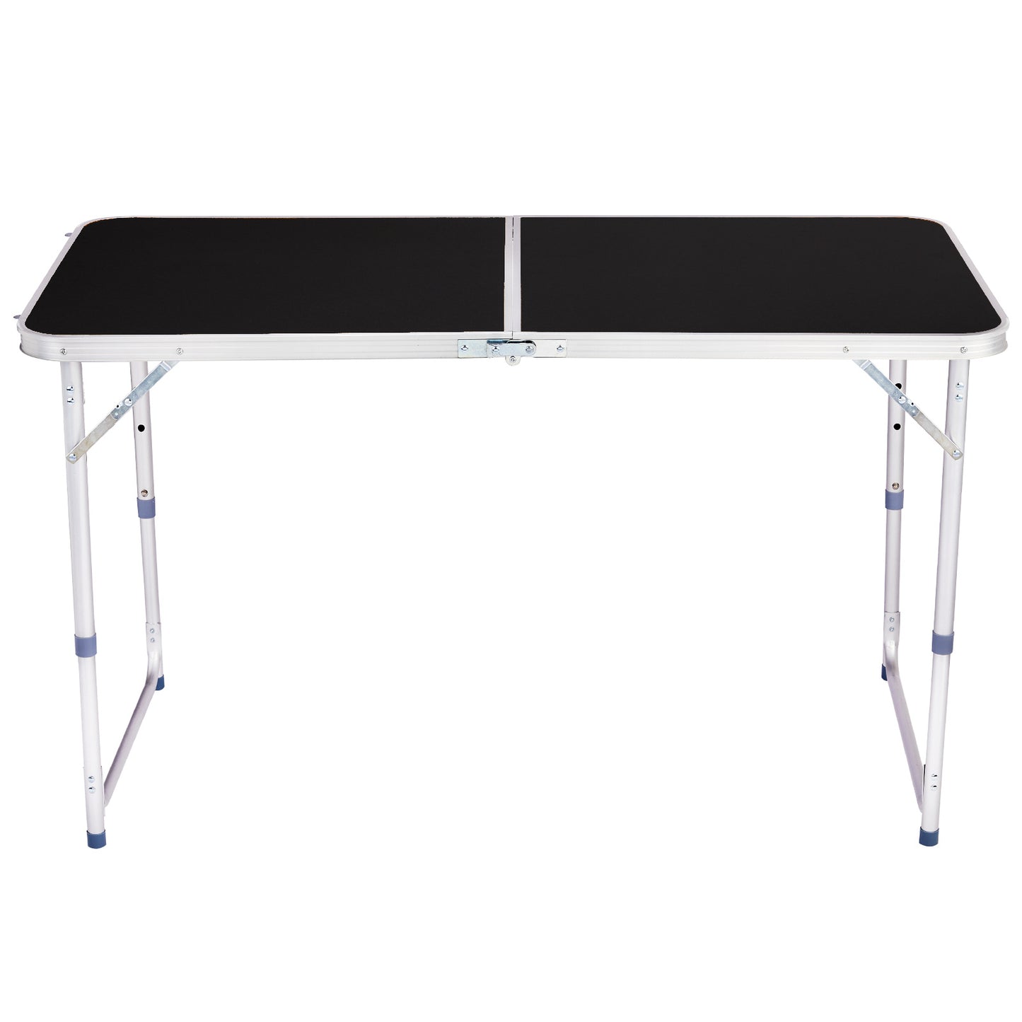 4ft Black Outdoor Folding Table Aluminum Alloy Rectangular 50kg Two Fold Tabletop