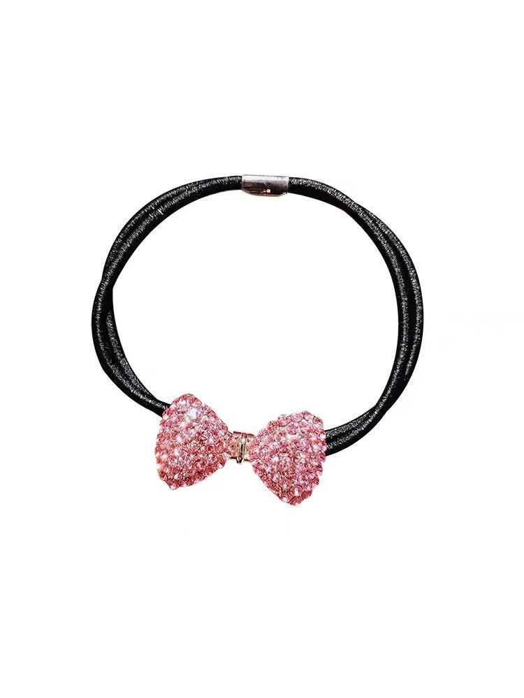 2PCS Temperament Water Diamond Butterfly Bow Hair Rope