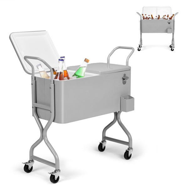 80QT Silver Gray Fried Dough Twists Design Leg Type Single Side Up And Down Flip Freezing Heat Preservation Cart