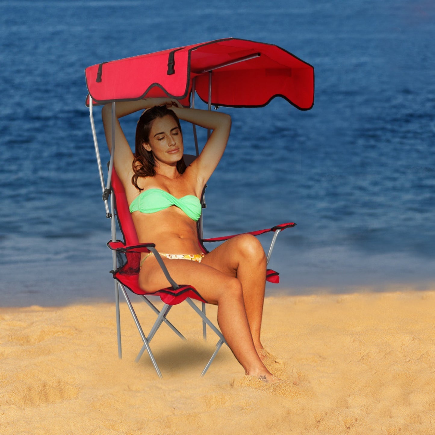 Camping Chair With Sunshade, Foldable Portable Rain Shelter Chair, Supports 330LBS, Banned On Walmart Platform