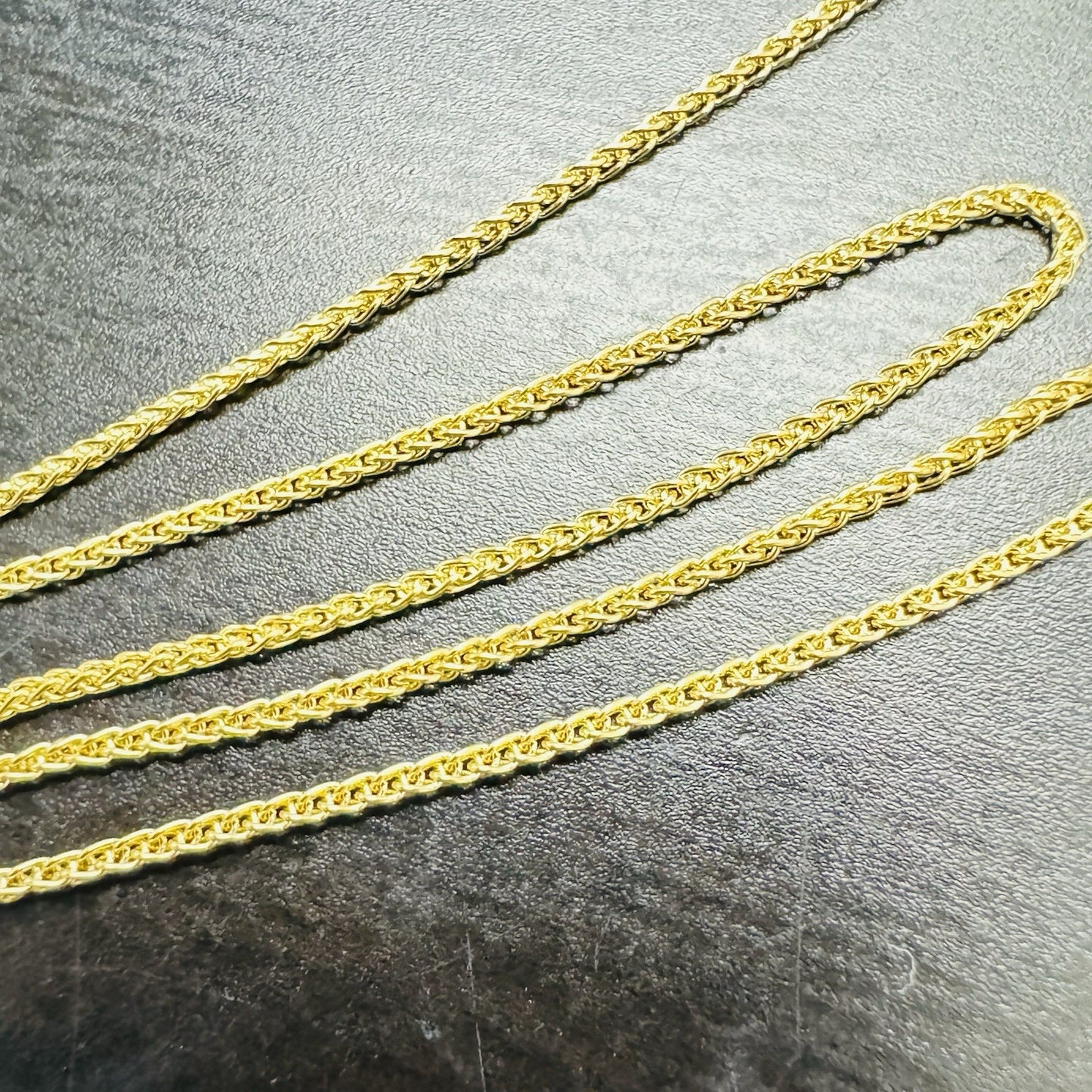 10" 1mm Solid 10K Yellow Gold Woven Wheat Chain Anklet Ankle Bracelet