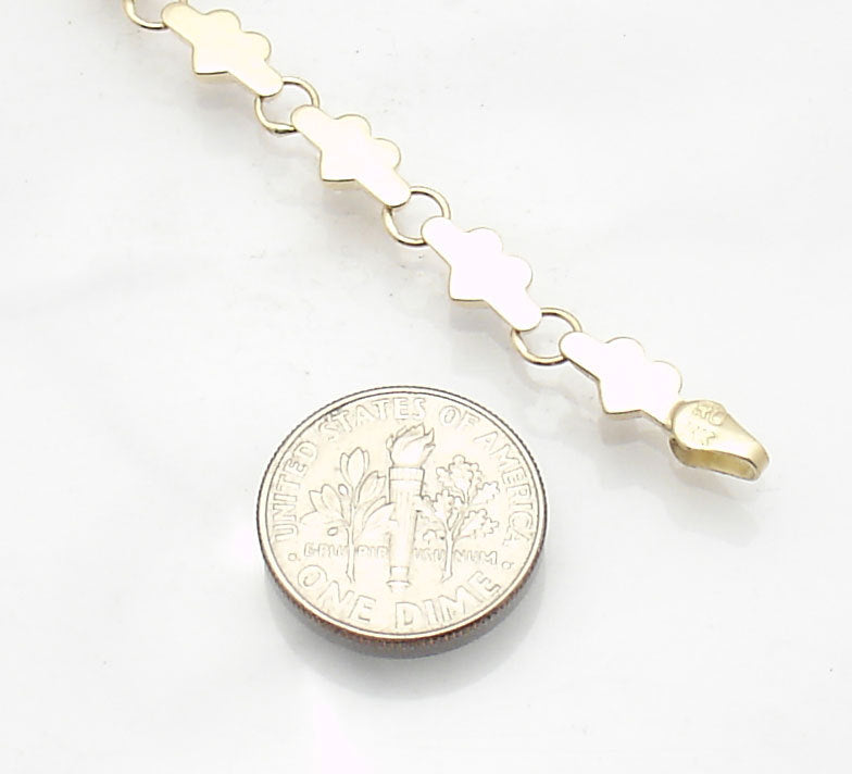 Heart Chain Anklet Ankle Bracelet Real 14K Yellow White Two-Tone Gold