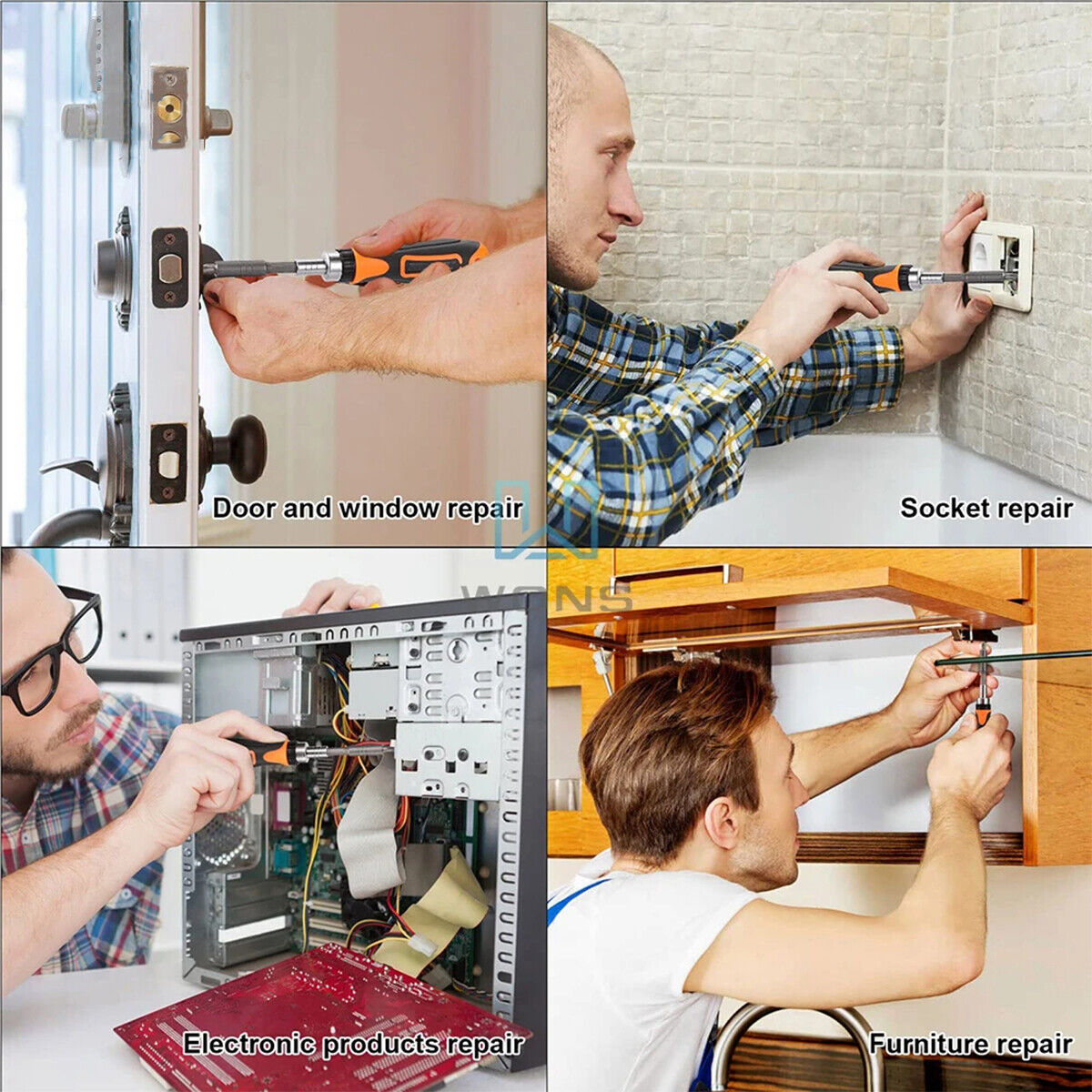 38Pcs Set Rachet Screwdriver Bit Set Socket Slotted Phillips Pozi Torx Hex Tool