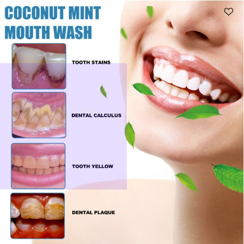 Oralhoe ココナッツミントマウスウォッシュ、歯のホワイトニング、黄ばみ、舌苔除去、口臭ケア