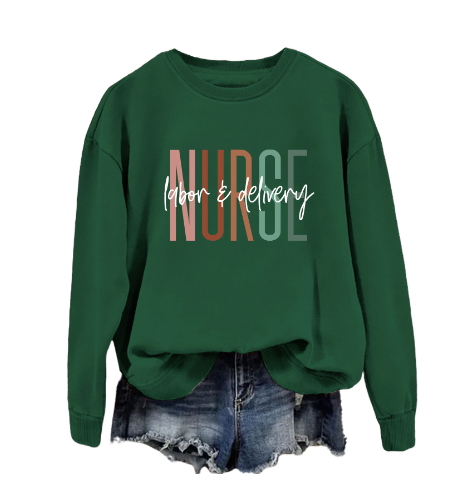 Printed Emergency Room Nurse Sweatshirt - Casual Fit
