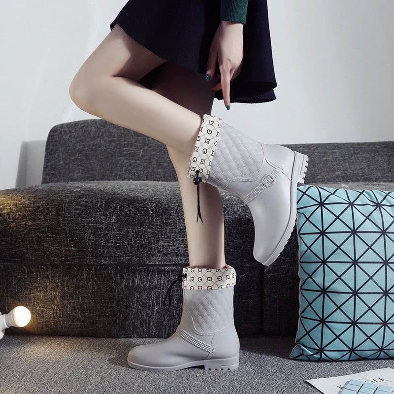 Stylish Women's Mid-Cut Waterproof Rain Boots