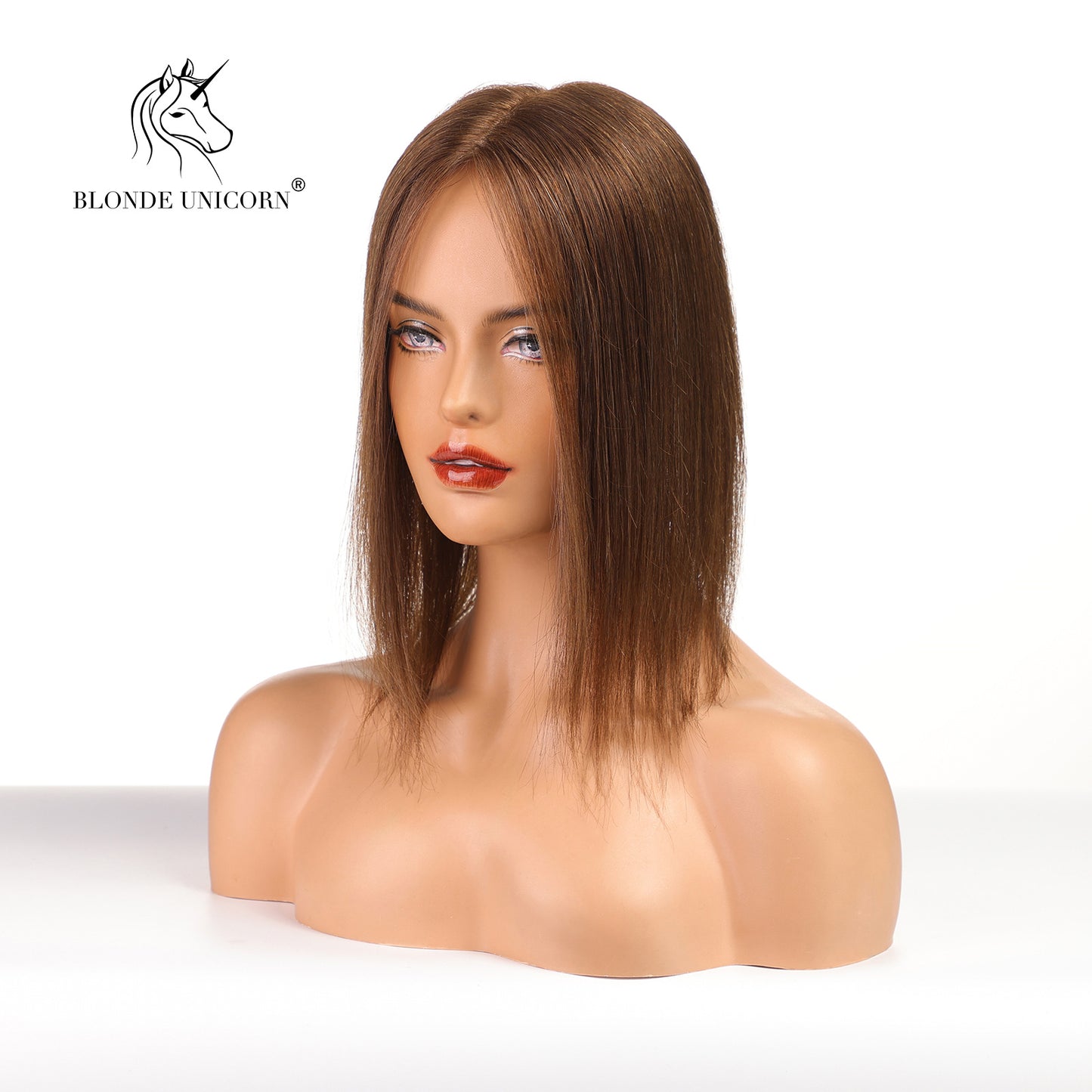 Blonde Chestnut Brown Hand Made Real Human Hair Toppers For Women