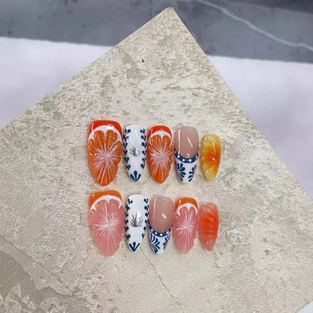 Hand-painted Three-dimensional Grapefruit High-grade Nail Dressing Hand-made