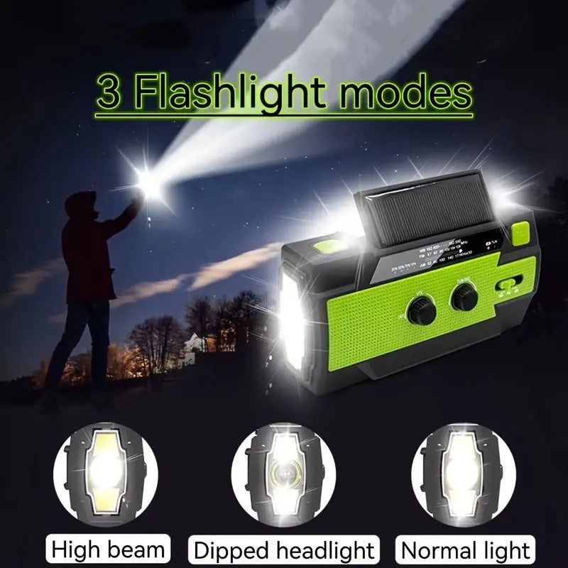 懐中電灯・充電器付き緊急手回し式防災ラジオ