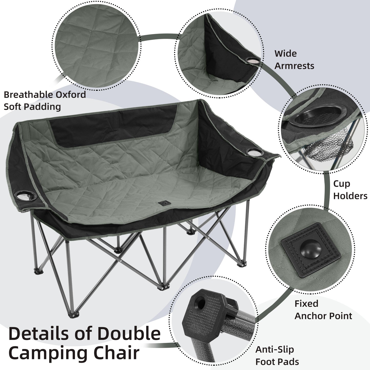 Outdoor Camping Chair, Oversized Recliner With Armrests, Cup Holder And Carrying Bag, Outdoor Heavy Duty Folding Chair