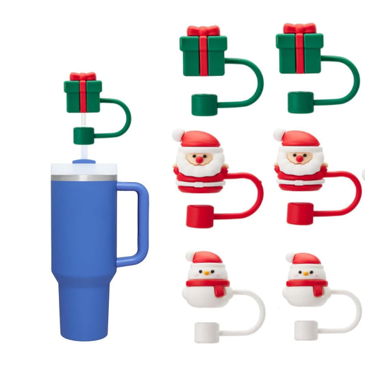 Christmas Day Straw Cover for StanleyChristmas Straw TopperStraw Cover Cap for Stanley CupReusable 0.4inch Dust-Proof Silicone Straw Tips Lids for 10mm Stanley Straws