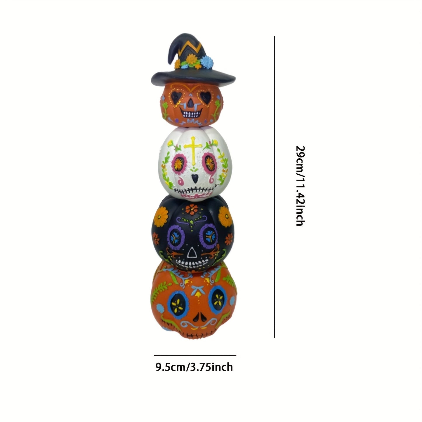 4pcs Halloween Decorations, Halloween Skull Pumpkin Statue Decorations, Pumpkin Halloween Decorations, Mexican Holiday Party Supplies