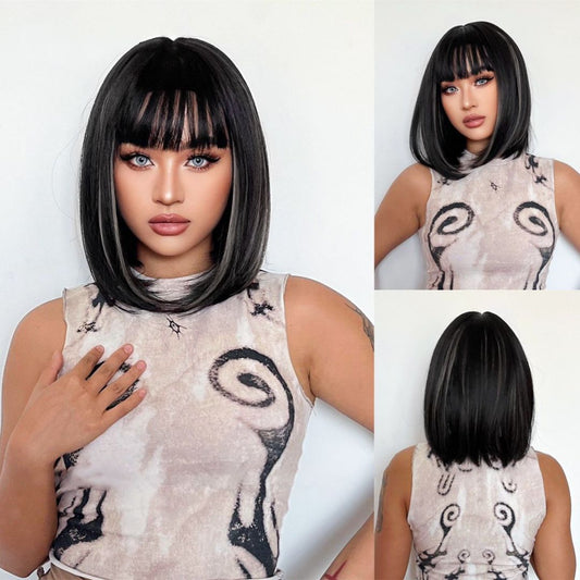 Bald Female Short Hair Hair Loss Confidence - Black Wig