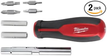 Milwaukee 11-in-1 Multi-Tip Screwdriver with Square Drive Bits and 13-in-1 Multi-Tip Cushion Grip Screwdriver Sets (48-22-2880-2761), Red (‎48-22-2302-2880-2761)