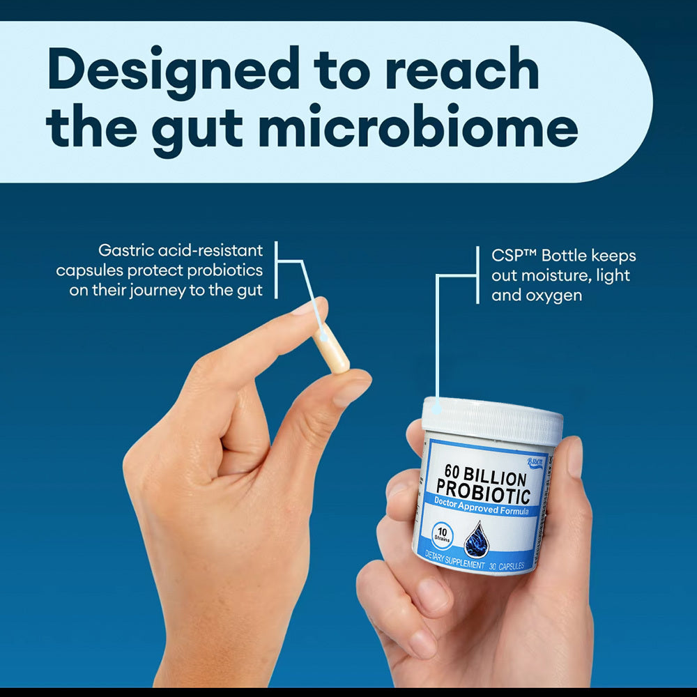 Probiotics 60 Billion CFU  10 Strains  Organic Prebiotics - Immune, Digestive  Gut Health - Supports Occasional Constipation, Diarrhea, Gas & Bloating - For Women & Men - 30ct
