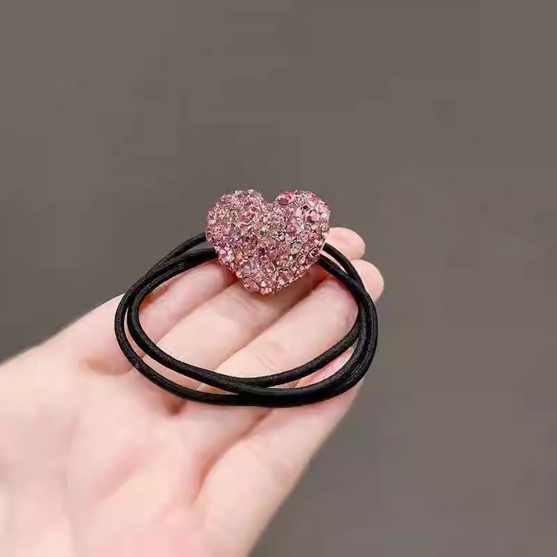 Korean Women's Shiny Rhinestone Heart-shaped Hair Accessory Headband