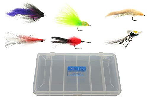 DiscountFlies Tarpon Saltwater Fly Fishing Flies – Fishing Kit w/6 Assorted Flies + Fly Box – Realistic & Effective Fly Fishing Accessories – Saltwater Flies for Fly Fishing on Strong Sharp Hooks