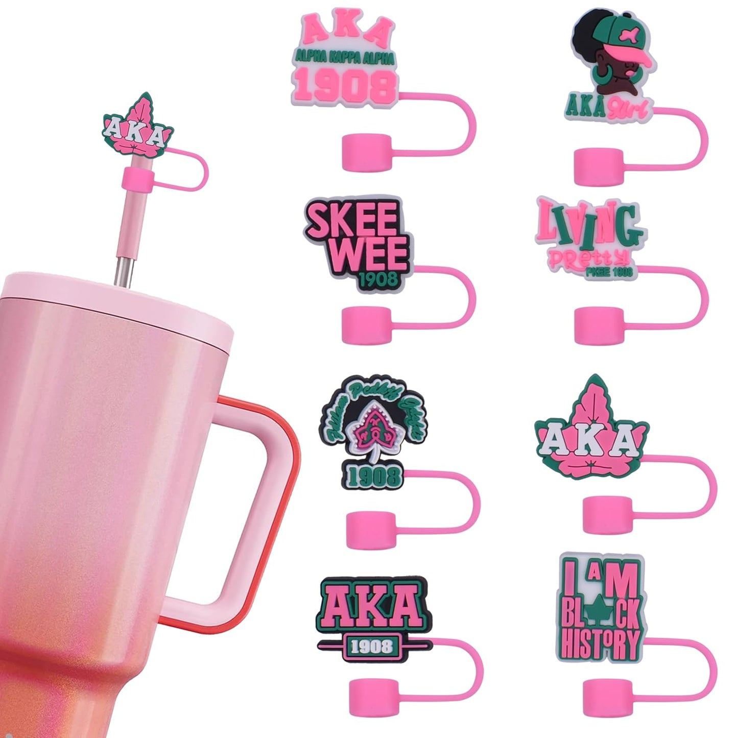 AKA Straw Covers 10mm Straw Cover Cap for Stanley cup 8Pcs Straw Topper for Stanley Tumbler Reusable Straw Tips Lids for Stanley 40&30 oz Cups (AKA)