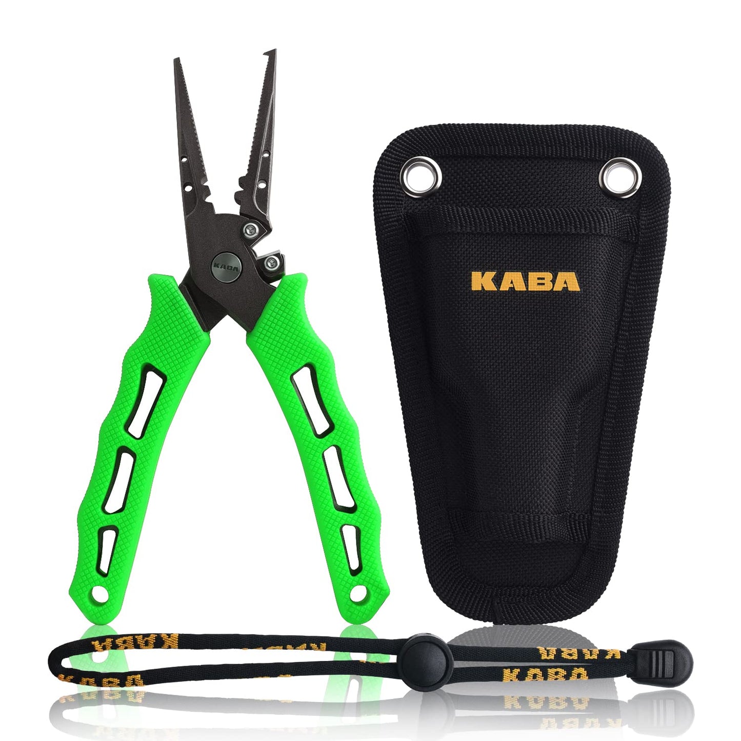 Kaba フィッシングプライヤー 7インチ ステンレススチール製 釣り用マルチツール フックリムーバー カシメツール ソルトウォーター スプリットリング フィッシャーマンプライヤー 魚用ハサミ ラインカッター ストラップとシース付き 釣り道具