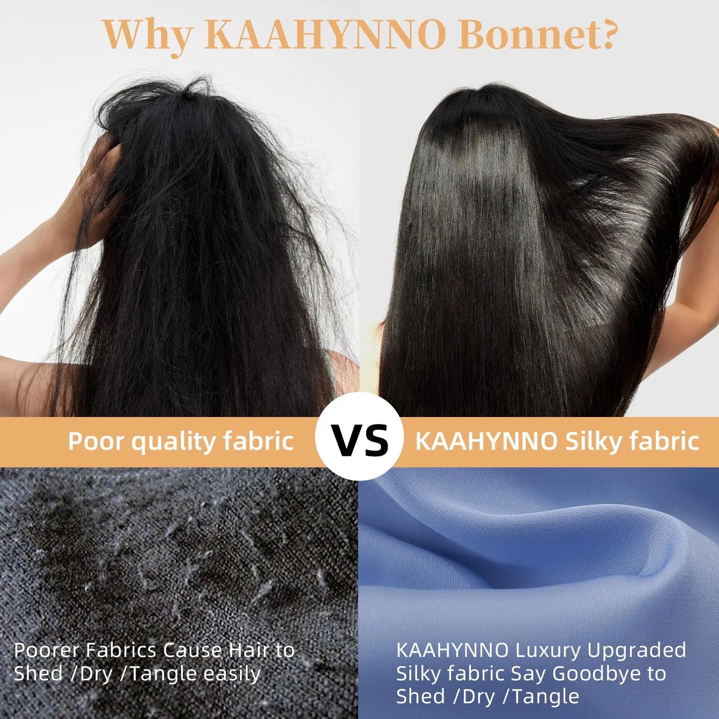 就寝用シルクボンネット（女性用）、就寝用サテンヘアボンネット（ウェーブ・カーリー・天然髪の男女兼用） - ブルー