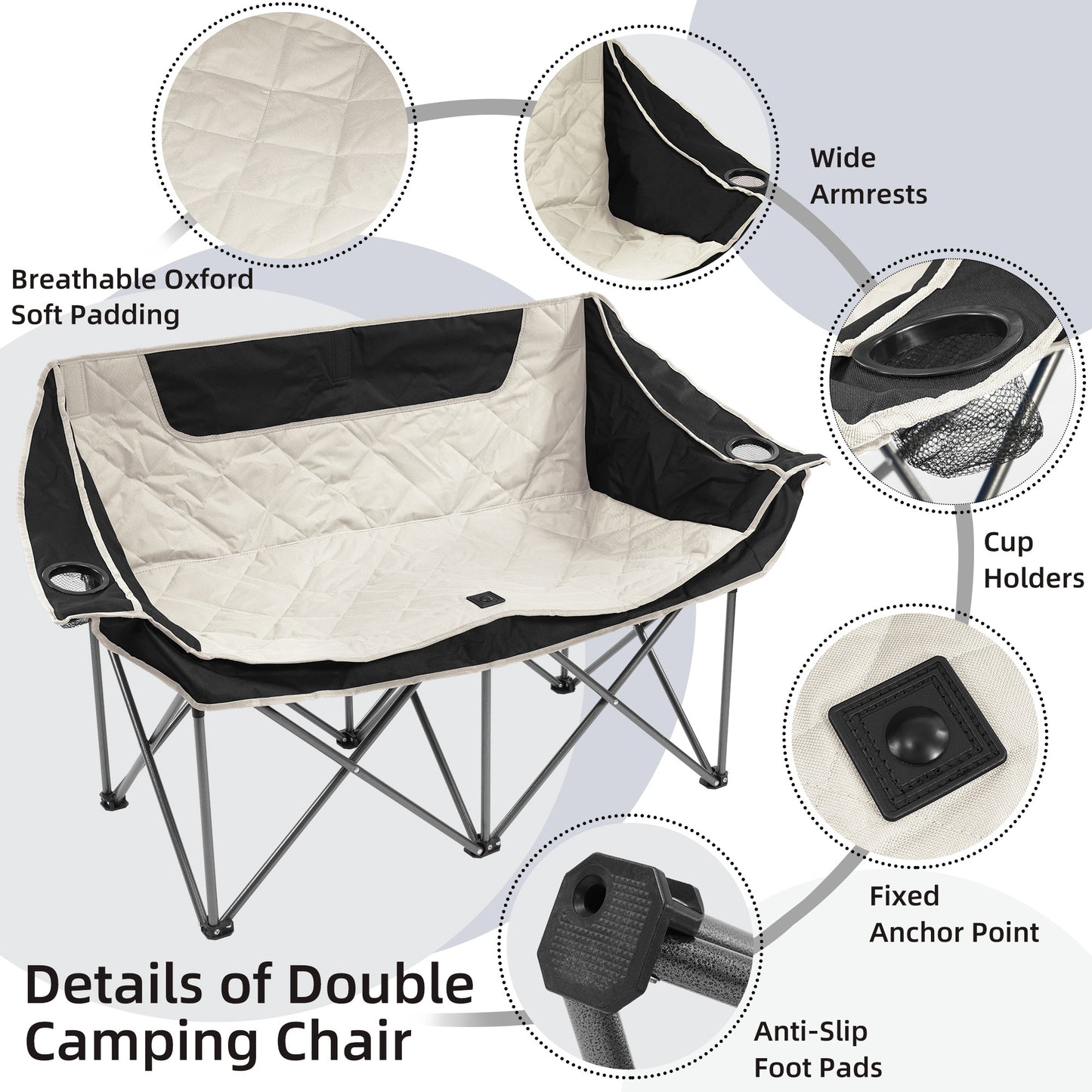 Outdoor Camping Chair, Oversized Recliner With Armrests, Cup Holder And Carrying Bag, Outdoor Heavy Duty Folding Chair