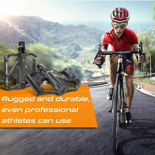 1 Pair Bicycle Pedals Mountain Road Bike Cycling Anti Slip Bearing Pedals Black