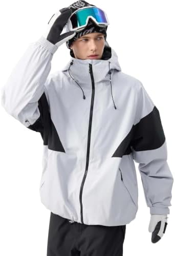 GSOU SNOW Mens Baggy Snowboard Jacket Waterproof Retro Ski Hoodie Insulated
