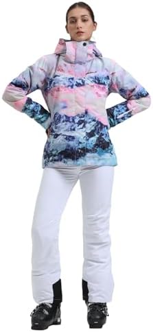 Womens Ski Jacket Pants Set Waterproof Snowboard Snow Pants Hooded
