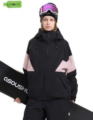 GSOU SNOW Womens Snowboard Jacket Baggy Ski Jacket Insulated Snow Coat