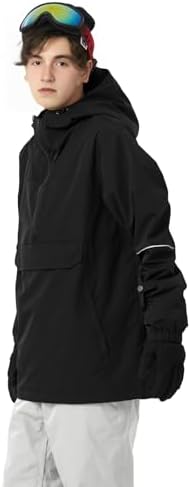 Mens Pullover Snowboard Jacket Waterproof Hooded Insulated Ski Jacket Warm Winter Snow Coat