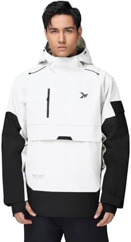 Men's Ski Jacket Snowboard Snow Coat Waterproof Insulated Winter Warm Loose Fit Pullover Hoodie