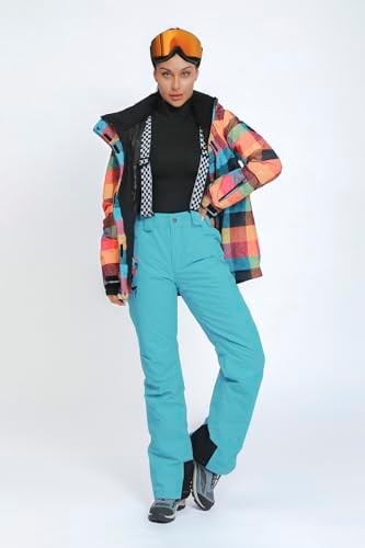 HOTIAN Women's 2 Piece Ski Jackets and Pants Set Skisuit Colorful Waterproof Windproof Insulated Snowsuit Snowboarding Coat