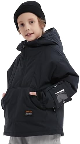 North Peak Kid Pullover Anorak Hooded Ski Jacket Waterproof Windproof Snowboard Jackets Winter Coat