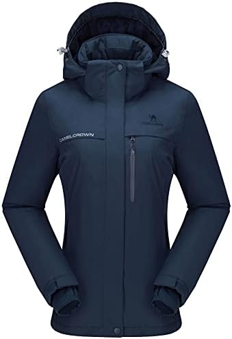 CAMEL CROWN Women’s Mountain Snow Waterproof Ski Jacket Detachable Hood Windproof Fleece Parka Rain Jackt Winter Coat