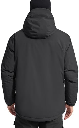 FREE SOLDIER Men's Warm Winter Fleece Lined Ski Snow Jacket with Hood