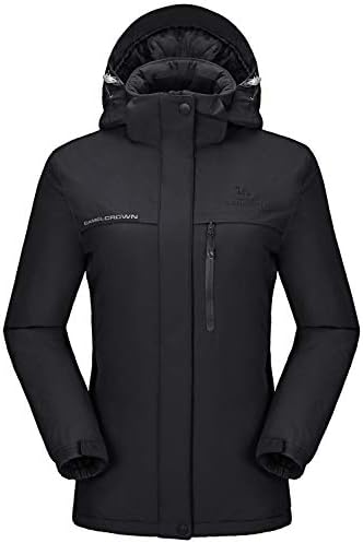 CAMEL CROWN Women’s Mountain Snow Waterproof Ski Jacket Detachable Hood Windproof Fleece Parka Rain Jackt Winter Coat