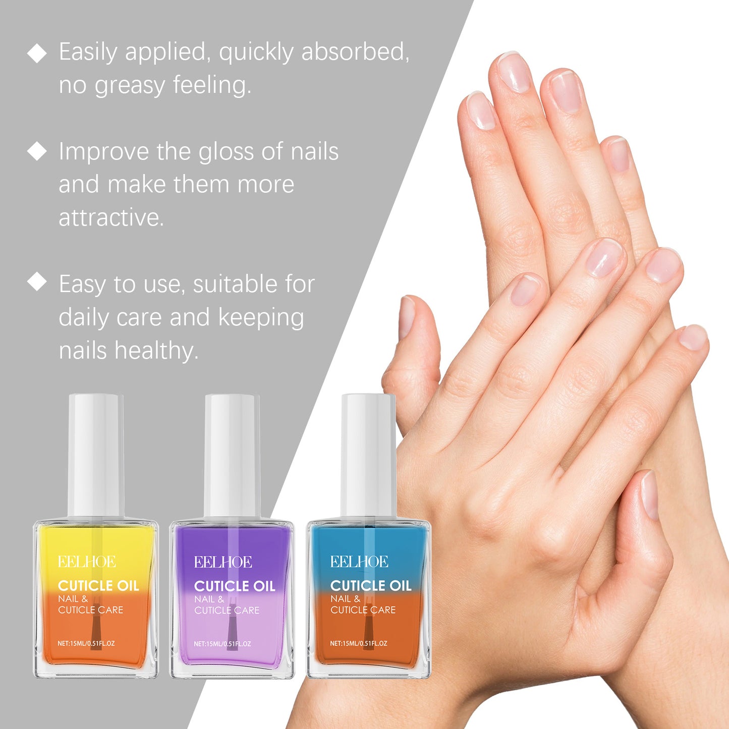 EELHOE Double-Layer Nail Cuticle Oil For Nail Cuticle Repair, Moisturizing And Softening Nail Surface Care Oil