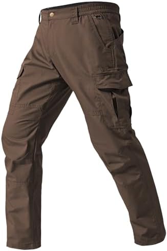 Mens Cargo Work Pants Durable Ripstop Tactical Pants with 7 Pockets Outdoor Water Resistant Hiking Woking Construction Pants
