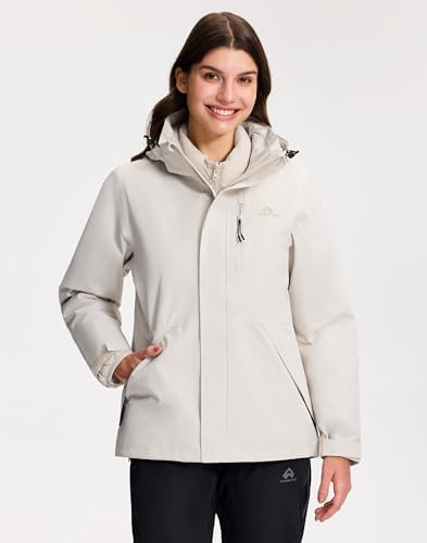 Pioneer Camp Women's 3 in 1Waterproof Ski Snow jacket Windbreaker Insulated Puffer Liner Jackets Winter Raincoat Outdoor
