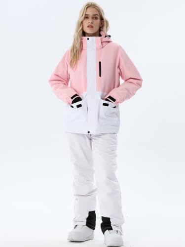 Women's Ski Jackets and Bib Pants Set Windproof Waterproof Insulated Snowsuit