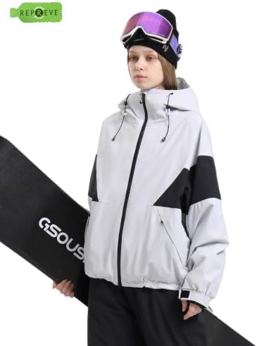 GSOU SNOW Womens Snowboard Jacket Baggy Ski Jacket Insulated Snow Coat