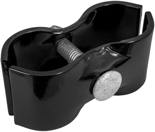 1-3/8" Black Chain Link Fence Panel Clamps with Bolts and Nuts - Saddle Clamps for Dog Kennels and Temporary Fencing (8 Pack)