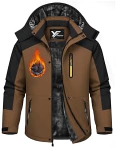 Yufawow Men Winter Jacket Skiing Jacket Insulated Fleece Lined Waterproof Windbreaker for Snowboard Hiking Camping ATV Outdoor Work