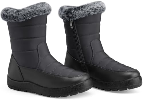 SHIBEVER Women Winter Snow Boots: Waterproof Fur Insulated Warm Ankle Boot