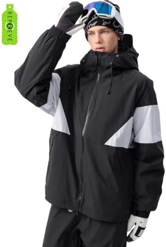 GSOU SNOW Mens Baggy Snowboard Jacket Waterproof Retro Ski Hoodie Insulated