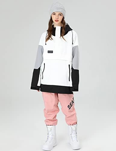 SEARIPE Womens Ski Jacket Mens Snow Jacket Waterproof Winter Snow Coat Couples Pullover Snowboard Hooded