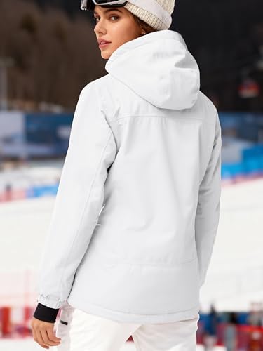 FREE SOLDIER Women's Waterproof Ski Snow Jacket Fleece Lined Warm Winter Rain Jacket with Hood Fully Taped Seams